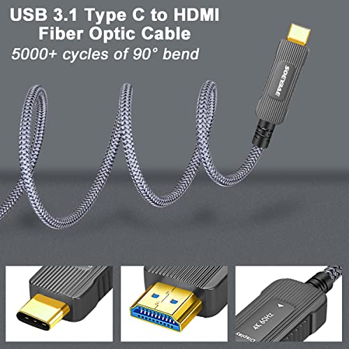 Кабел SOEYBAE USB C-HDMI 100 фута/30 м, оптичен кабел HDMI USB 3.1 Type C-4K, който е Съвместим с Thunderbolt 3/4, за MacBook Pro/Air