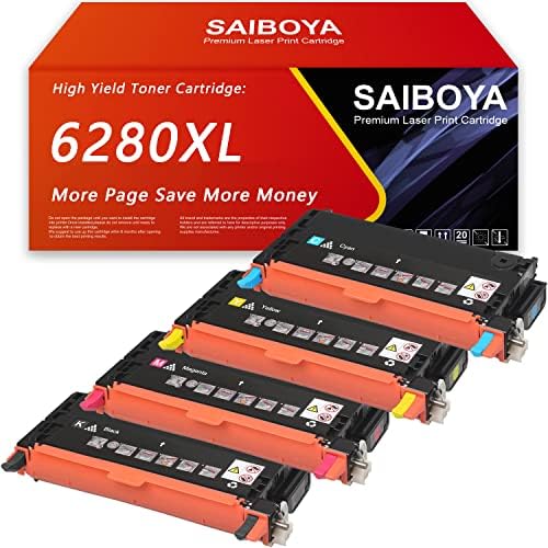 SAIBOYA Рециклирани 4PK касета с тонер Phaser 6280, за подмяна на касетата с тонер за Xerox 106R01395 106R01392 106R01393
