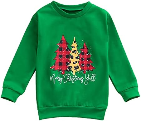 Коледна Hoody За Малки Момчета и Момичета, Детски Hoody с Дълъг Ръкав и Надпис на Дядо коледа, Пуловер с кръгло деколте,