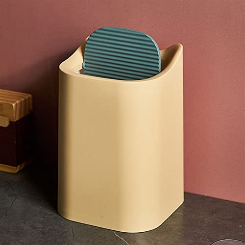 Малката кофа за Боклук ALLMRO Мини Кошчето На Работния плот, Затворена кофа за Боклук, за да спални (Цвят: жълт)