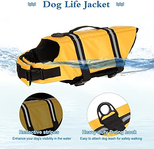 Спасителна жилетка за кучета Dogcheer Ripstop, Отразяваща и Регулируема Спасителна Жилетка за кучета, Плаващ Жилетка за домашни