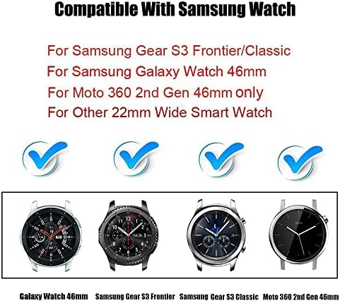 Съвместим Samsung Gear S3 Frontier /Samsung Galaxy Watch 46 мм Въжета, 22 мм Силиконов Дишащ Взаимозаменяеми каишка с быстросъемным
