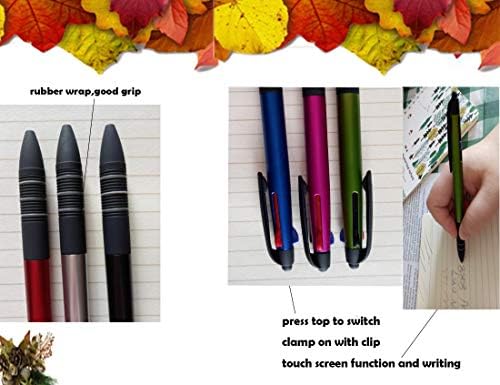 7 Опаковки Цветни дръжки с писалка Писалка за сензорни екрани с Капацитет 2 в 1-Стилус 3 Цветни Мастило химикалки в една