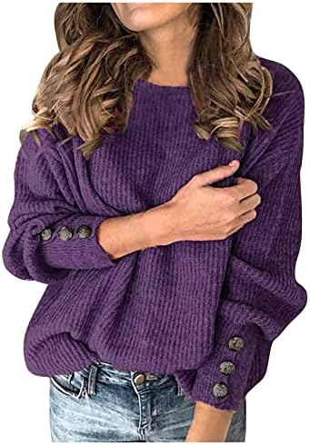 NOKMOPO Блузи, Големи Размери за Жените, Женски Модерен Обикновен Пуловер с кръгло деколте, Топъл Пуловер с Дълъг Ръкав