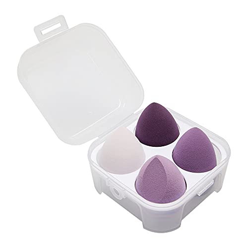 E A Набор от козметични гъби 4 бр./кор. С кутия за яйца Набор от гъби за смесване на тонален крем За лице (лилаво)
