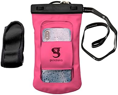 geckobrands Float Phone Dry Bag с превръзка на ръката, Бяла Плаващ Водоустойчив калъф за телефон Dry Bag, подходяща за повечето
