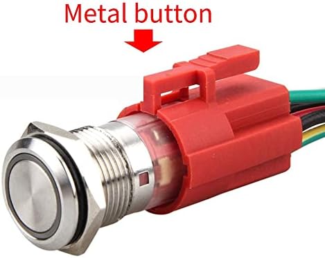 Метален бутон превключвател 16 мм пръстен с лампа от неръждаема стомана за захранване, монтаж самоблокирующегося самосброса,