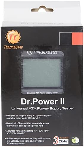 Автоматичен тестер за захранване Thermaltake Dr. Power II с по-голям LCD дисплей за всички източници на захранване - AC0015, Черен