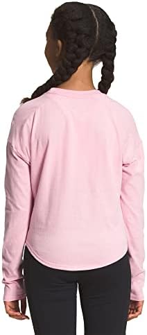 Тениска с графичен дизайн за момичета THE NORTH FACE с дълъг ръкав, Камея Розов цвят, по-Голям размер