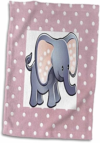 3dRose Florene Детска рисунка - Очарователен един слон теле На Розови кърпи в грах (twl-37285-1)