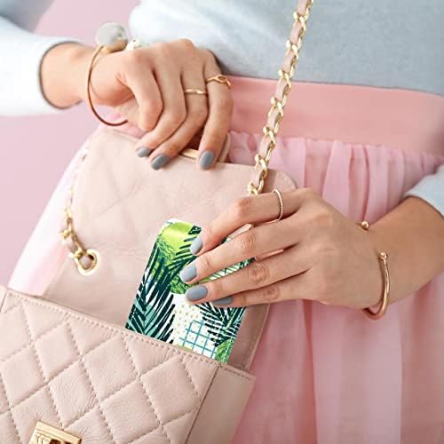 Зелени Листа от Тропически Палми Чанта за Червило с Огледало за Жени Косметичка За Грим Подарък за Шаферките