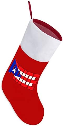 Богат Пристанищен Град Пуерто Рико Гордост PR Флаг Коледни Чорапи от Червено Кадифе, с Бял Пакет шоколадови Бонбони, Коледни Украси