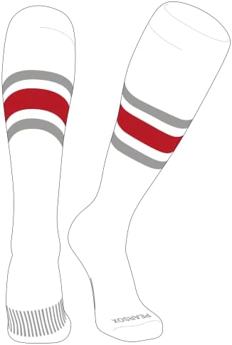 Шарени безрецептурные чорапи за бейзбол, софтбол, футбол КРУША СОКС (B), Бял, Сребрист, Червен