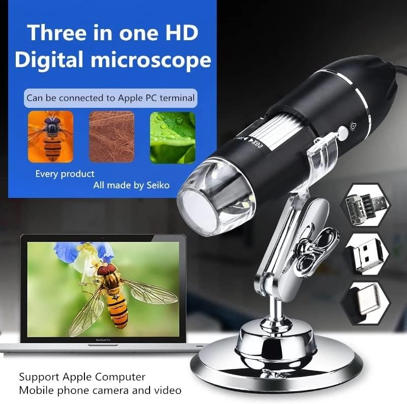 CZDYUF Регулируема 1000X/1600X USB Цифров Микроскопични Камера, 3 в 1 на Електронен Микроскоп с увеличително стъкло 8LED Light Zoom