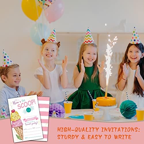 Покани за рожден ден в тема сладолед TIRYWT, ето Сензация, Покани за парти в стила на запълване с конвертами за момчета и момичета