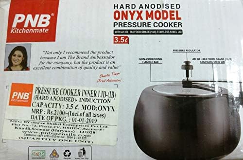 Тенджера под налягане PNB® Kitchenmate От Твърд Анодизиран алуминий Onyx, 3,5 литра, Черно / Сребро