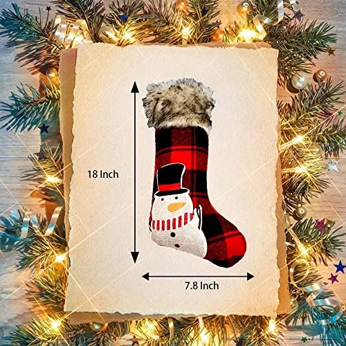Коледни Чорапи FQZYLCH, 4 опаковки, Коледни Чорапи, в клетка с размер 18 инча от Бъфало, Коледни Чорапи с Дядо Снеговиком и Северните