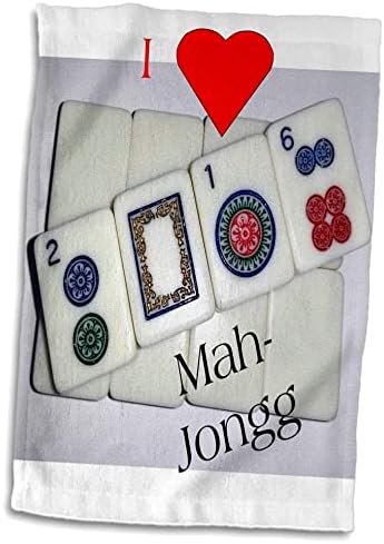 3D Игри с Роза Флорен - Изображение на г. Аз обичам Mahjong със сърца - Кърпи (twl-234497-1)