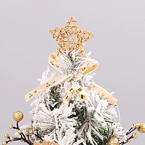 изкуствена Мини-Коледна елха 30 см, в една Миниатюрна Настолна Коледно дърво с Основа от Зебло и интериор под формата на Banta (Златист)