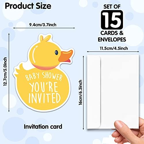 RZHV 15 Опаковки Жълти Покани Картички във формата на уточки С Конвертами за Момчета и Момичета, Възрастни, Забавни Покани на парти