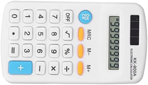 На джобен калкулатор с Ясен дисплей, Малък калкулатор, с Дълъг живот на батерията за училище, бизнес, офис (Бял)