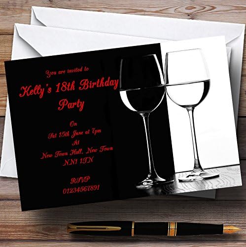 Персонални Покани на парти в стил Черно, Бяло и Червено Вино