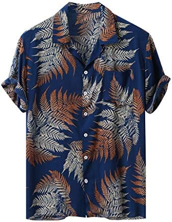XL Мъжки Тениски, Мъжки Цветни Летни С Къс Ръкав Свободни Копчета Хавайски Ежедневни Риза Блуза, Риза за Мъже