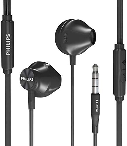 Жични слушалки с микрофон PHILIPS - Ергономичен дизайн и Удобни слушалки в ушите с микрофон за мобилни телефони, Слушалки с микрофон с чист
