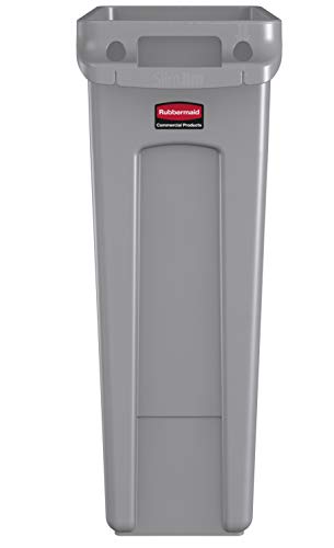 Rubbermaid Commercial Products Пластмасов правоъгълен кофа за боклук Slim Jim с вентилационни канали, 23 литра, Сив (FG354060GRAY)