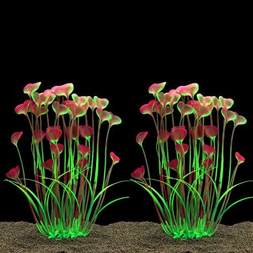 JIH Пластмасови Растения за Аквариум, Високи Изкуствени Растения за декор на Аквариум 15,6 инча (2 броя) (Розов)