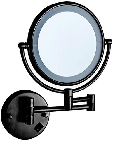 Тоалетен огледало за грим ZAAHH с led подсветка, Двустранно Стенно огледало с 3-кратно увеличение, Огледало за Баня, Выдвижное Козметично