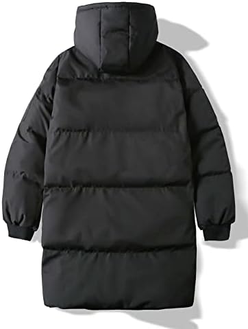 Якета NINQ за мъже - Мъжката Пуховое палто с качулка и джоб с капак с цип (Цвят: черен, Размер: Малък)