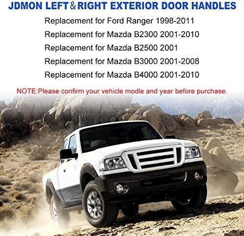 JDMON Метална Външна Врата копчето Замяна за Ford Mazda Ranger 1998-2011 B2300 B3000 B4000 2001-2010 Заменя 2L5Z1022404BAA Черно 2 бр.