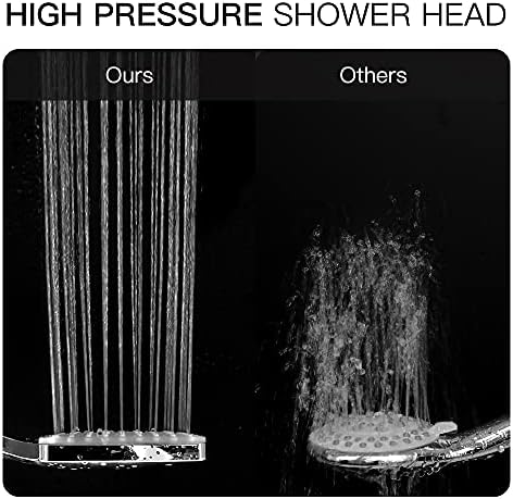 Накрайник за душ с високо налягане с ръчно управление - Модерните квадратни ръчни накрайник за душ - 6 настройки Свалящ се