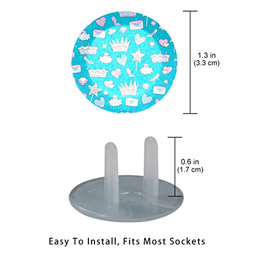 Капачки за контакти с шарени сладки елементи под формата на короната, 12 опаковки - Защитни капачки за контакти, за деца – Здрави и устойчиви