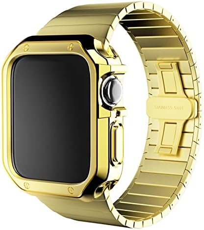 Каишка от неръждаема стомана KAPPDE + силиконов калъф За Apple Watch Band 45 41 44 40 38 мм 42 мм Броня рамка на Калъф за iwatch series 5