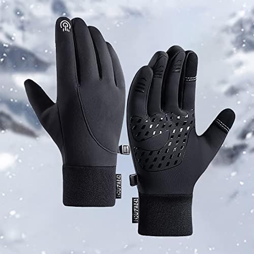 Q802 Зимни Сензорни Ръкавици с цип със Сензорен екран, Ветроупорен Топли Непромокаеми Колоездене, Спортни Плюшени Ски Ръкавици, Мъжки Ръкавици