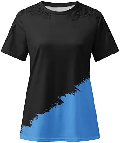 Лятна тениска за жени, Всекидневни, Завързана Пуловер с кръгло деколте и изрези, Блуза за Отслабване, Върхове