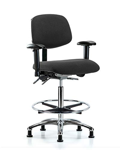 Столче за сядане LabTech LT41014 от ESD плат с Висока Облегалка, Хромированное Основа, Подлакътници, Хромированное Пръстен за краката,