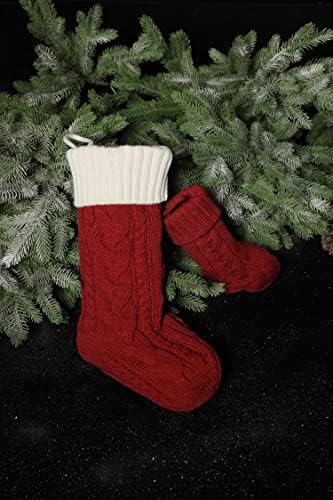 Коледни Чорапи Azuki, 4 опаковки, 18 Инча, Големи Възли Чорапи Дантела, Украшения за Семейна Почивка, Декор за Коледно Парти, Стил 007