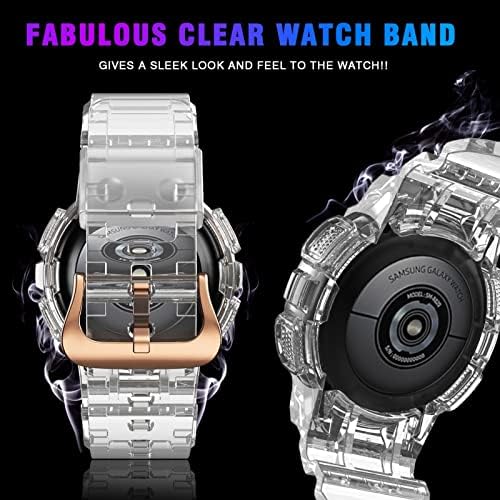 DAIKMZ TPU Прозрачен каишка + Калъф с Каишка за часовник Въжета за Samsung Galaxy Active 2 40 мм Спортен каишка Калъф (Цвят: розово и розово, Размер: Active 2 40 мм)