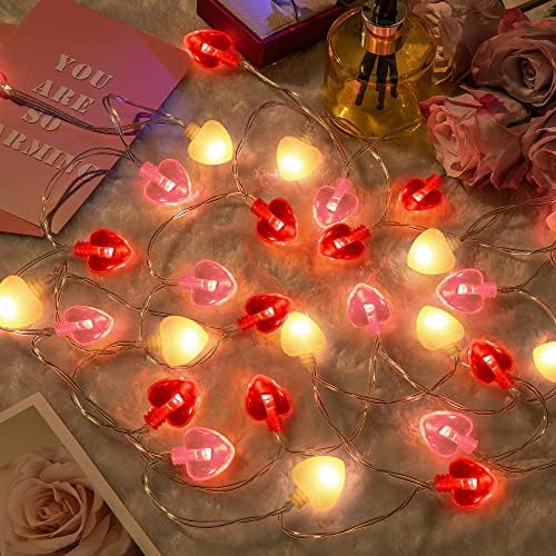 2 опаковане на Струнни тела във формата на Сърце за Свети Валентин, 8 режими, 30 led, 11 фута, Червено и Розово Топло Струнен лампа,