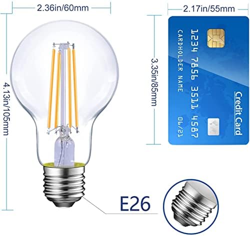 Led лампи liveMAX E26, Еквивалент на 40 Вата, Класически Led лампа с нажежаема жичка A19 от Прозрачно Стъкло, Без да регулирате