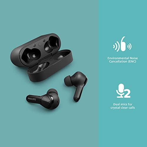 Безжични слушалки PHILIPS T3217 Вярно с шумопотискане с два микрофона за ясни разговори и водонепроницаемостью IPX5, черни (TAT3217BK/00)