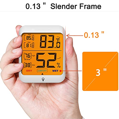 ZSEDP Цифров Термометър, Влагомер С Подсветка Стаен Термометър за стая следи температурата и влажността на метеорологичната