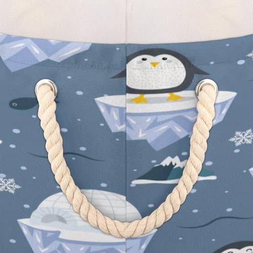 Сладък Мечка, Penguin, Зима 01, Големи Кръгли Кошници за съхранение, Кошница за дрехи с дръжки, Кошница за съхранение на