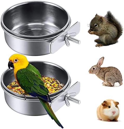 TTAQBSSSS Чиния за хранене на птици от неръждаема стомана, чаша-Здрава и Купа за хранене на птици, Сребърни Чаши за хранене