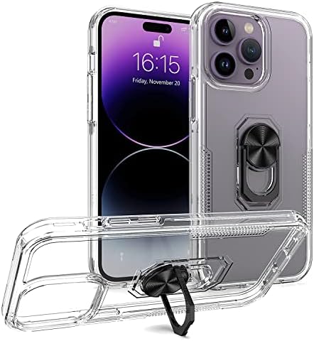 Калъф KACHEN за iPhone 14 Плюс 6,7 със стойка, Монтиране на Прозрачни Хибрид устойчив на удари Калъф-Броня за Мобилен телефон,