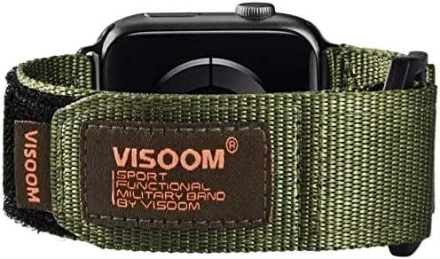 VISOOM е Съвместим с каишка на Apple Watch за мъже - Найлонови въжета Apple Watch 42 мм / 44 мм / 45 мм, серия 7 Серия SE 6/5/4, спортен каишка за часовник с плетени линия, надеждна подмяна н?