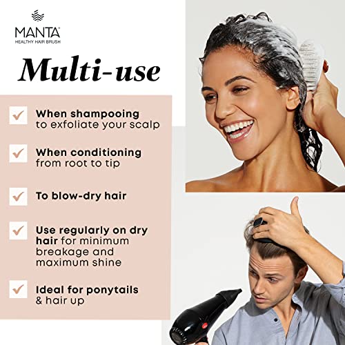 Гребен за коса Manta Hair - Напълно гъвкава гребен за коса - Нежна четка, която помага за предотвратяване на крехкост на